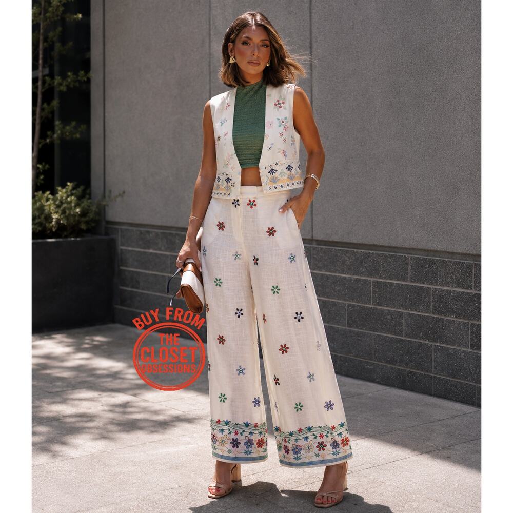ZARA Co-Ord Set Sleeveless Vest Wide Leg Pants NWT Rare